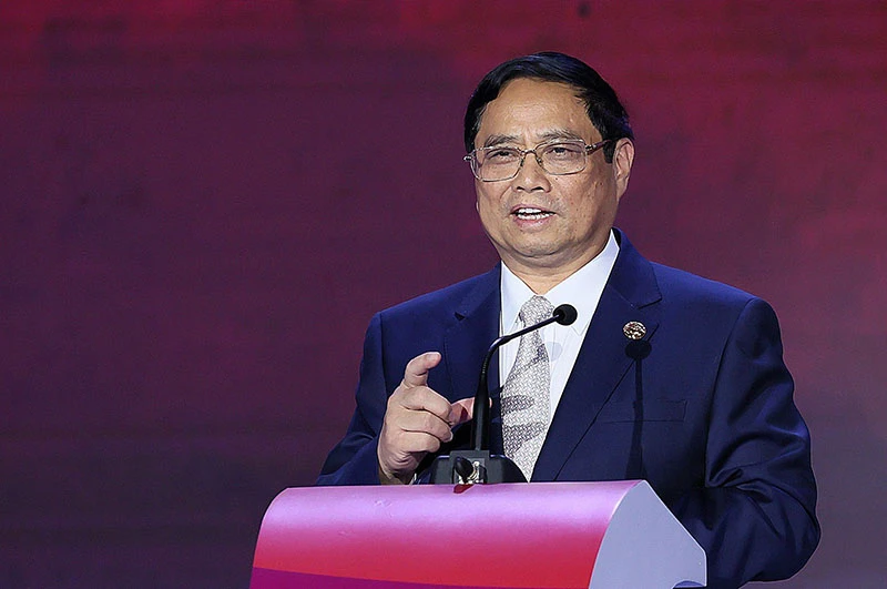 Thủ tướng Phạm Minh Chính phát biểu tại Hội nghị Thượng đỉnh Kinh doanh Đầu tư ASEAN (ASEAN BIS) năm 2023. 