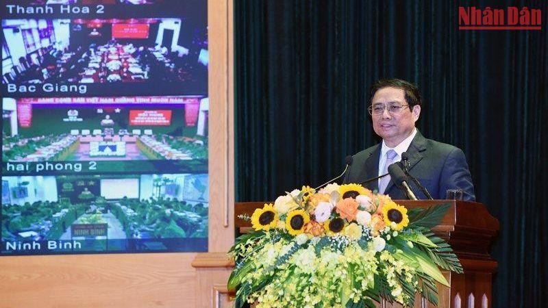 Thủ tướng Phạm Minh Chính, Chủ tịch Ủy ban Quốc gia về chuyển đổi số phát biểu tại Hội nghị. (Ảnh: Trần Hải)
