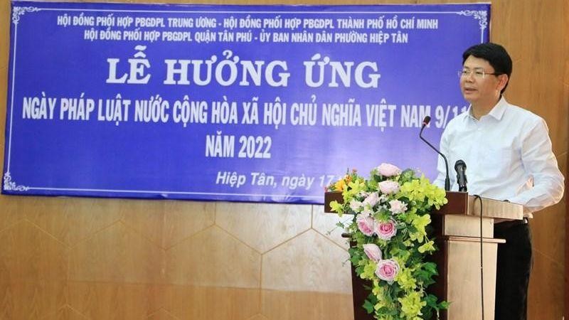 Thứ trưởng Tư pháp Nguyễn Thanh Tịnh phát biểu chỉ đạo tại buổi lễ.