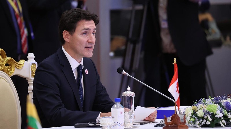 Thủ tướng Canada Justin Trudeau phát biểu tại Hội nghị Cấp cao kỷ niệm ASEAN-Canada. (Ảnh: TTXVN)