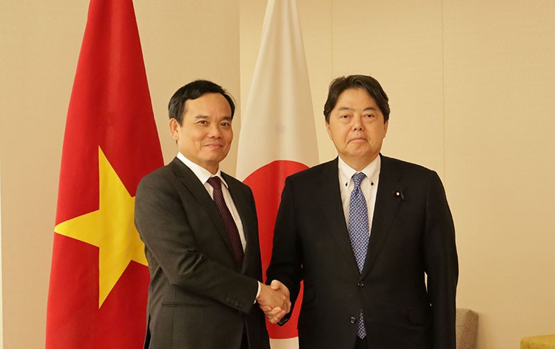 Phó Thủ tướng Trần Lưu Quang gặp Bộ trưởng Ngoại giao Nhật Bản Hayashi Yoshimasa.