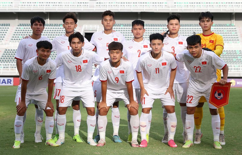 Đội hình U20 Việt Nam tham dự Vòng loại U20 châu Á 2023. (Ảnh: VFF)