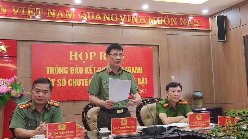 Giám đốc Công an tỉnh Phú Thọ Phạm Trường Giang thông tin kết quả điều tra làm rõ các chuyên án, vụ án do Công an tỉnh điều tra, làm rõ trong thời gian vừa qua.