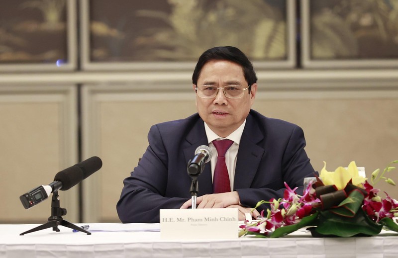 Thủ tướng Phạm Minh Chính phát biểu tại sự kiện. (Ảnh: TTXVN)