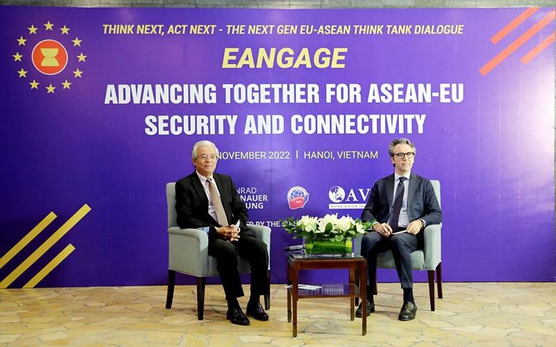 Hội thảo Cùng thúc đẩy hợp tác ASEAN-EU về an ninh và kết nối. (Ảnh TTXVN) 
