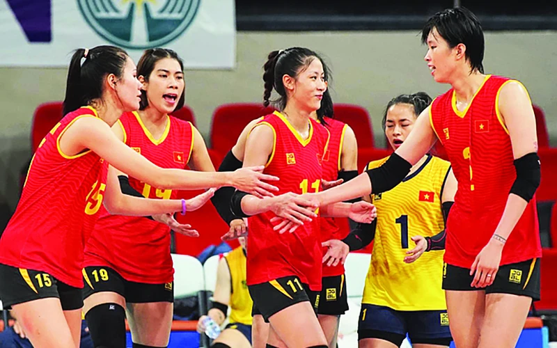 Chiều cao trung bình của Đội tuyển bóng chuyền nữ Việt Nam là 1m80. Ảnh: AVC