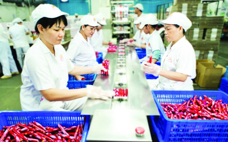 Sản xuất xúc xích tại Công ty cổ phần Việt Nam Kỹ nghệ súc sản. (Ảnh CTV)