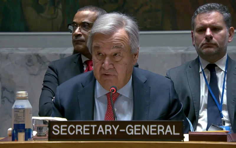 Tổng Thư ký Liên hợp quốc phát biểu tại cuộc họp của Hội đồng Bảo an. (Ảnh UN NEWS)