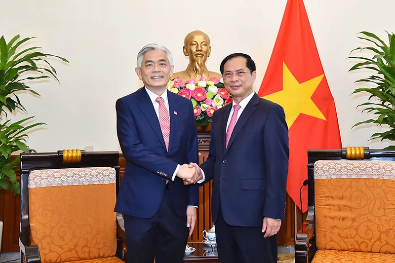 Bộ trưởng Ngoại giao Bùi Thanh Sơn đã tiếp Thứ trưởng Thường trực Bộ Ngoại giao Singapore Albert Chua.