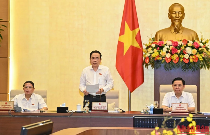 Phó Chủ tịch Thường trực Quốc hội Trần Thanh Mẫn điều hành nội dung phiên họp. (Ảnh: DUY LINH)