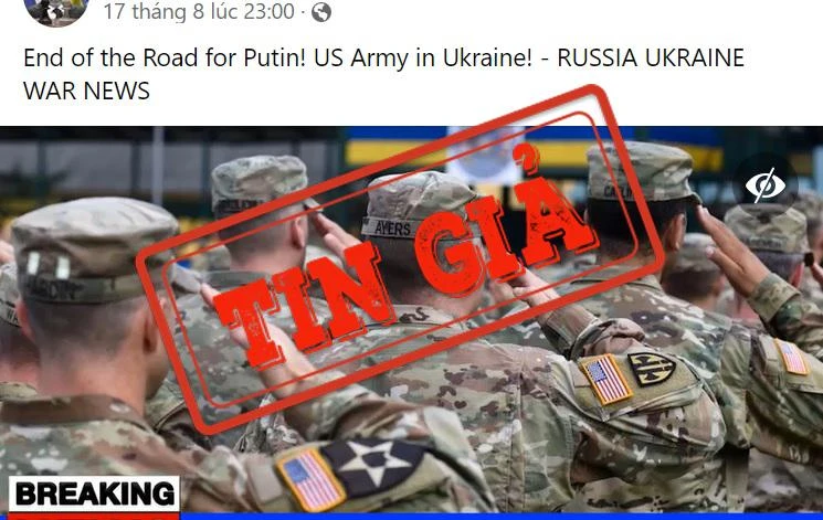 Một tài khoản Facebook đăng tải video thông tin sai sự thật rằng quân đội Mỹ đang hiện diện ở Ukraine. (Ảnh chụp màn hình)