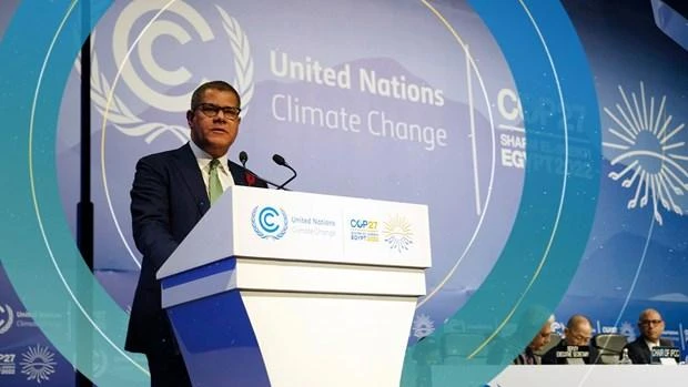Chủ tịch COP26 Alok Sharma phát biểu tại Hội nghị COP27 ở Sharm El-Sheikh, Ai Cập. (Ảnh: AP)