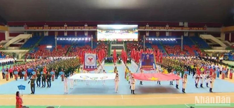 Toàn cảnh lễ khai mạc Đại hội Thể dục thể thao tỉnh Thái Bình lần thứ 9 năm 2022.
