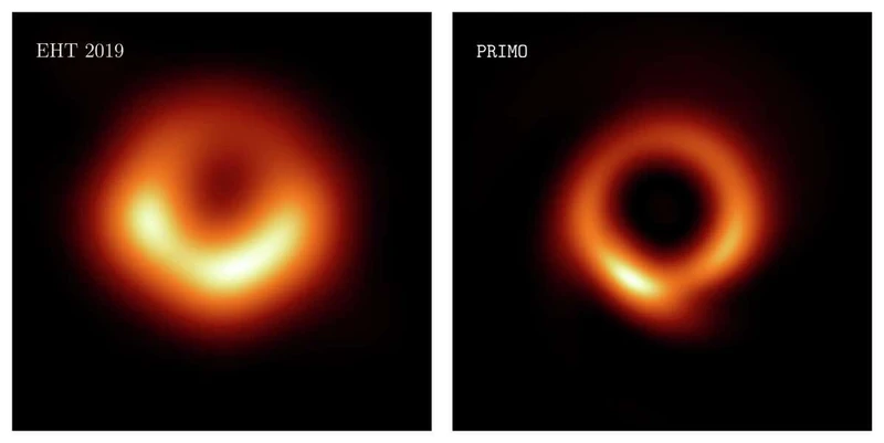 Hình ảnh hố đen được công bố năm 2019 (bên trái) và hình ảnh năm 2023. (Nguồn: AP)