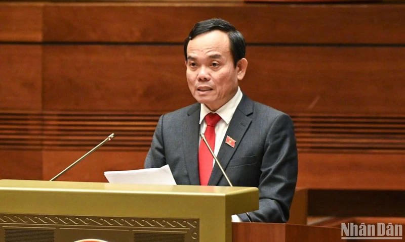 Phó Thủ tướng Chính phủ Trần Lưu Quang phát biểu tại Hội nghị triển khai thực hiện chương trình giám sát của Quốc hội năm 2024 sáng 17/11. (Ảnh: DUY LINH)