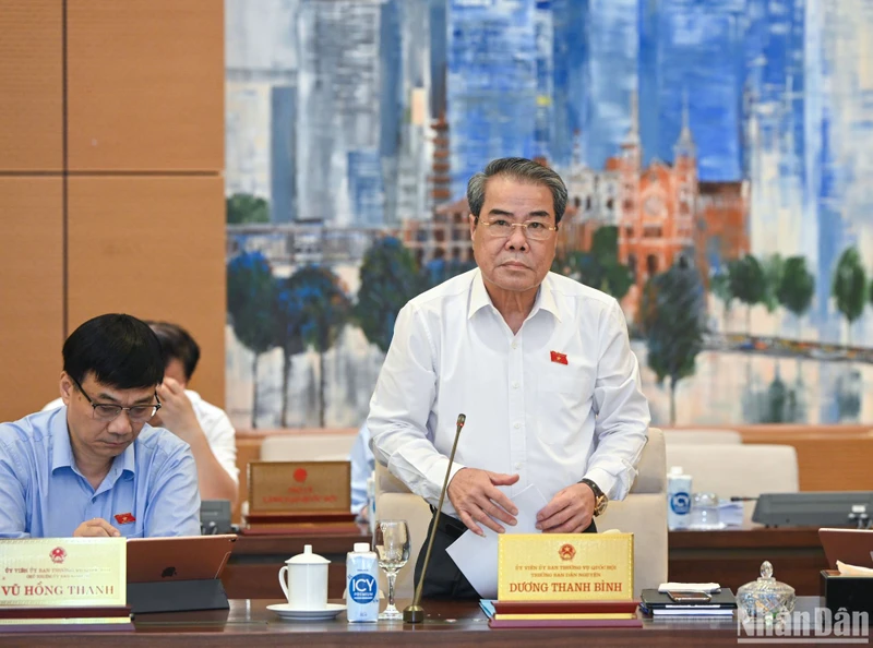 Trưởng Ban Dân nguyện Dương Thanh Bình báo cáo tại phiên họp. (Ảnh: DUY LINH)