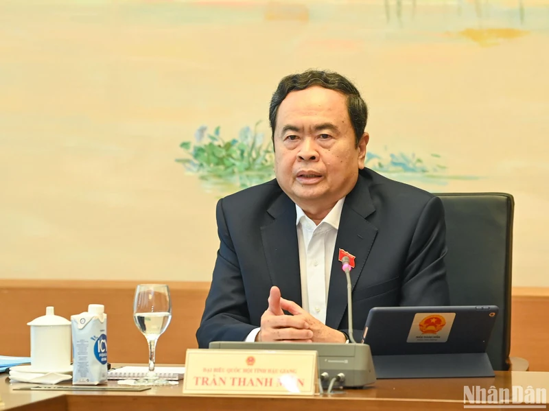 Chủ tịch Quốc hội Trần Thanh Mẫn phát biểu ý kiến trong phiên thảo luận ở tổ về tình hình kinh tế-xã hội. (Ảnh: DUY LINH)