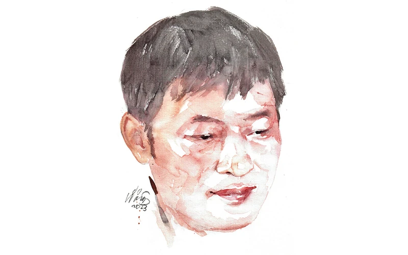 Ký họa chân dung nhà văn Song Hà của họa sĩ Đỗ Hoàng Tường. 