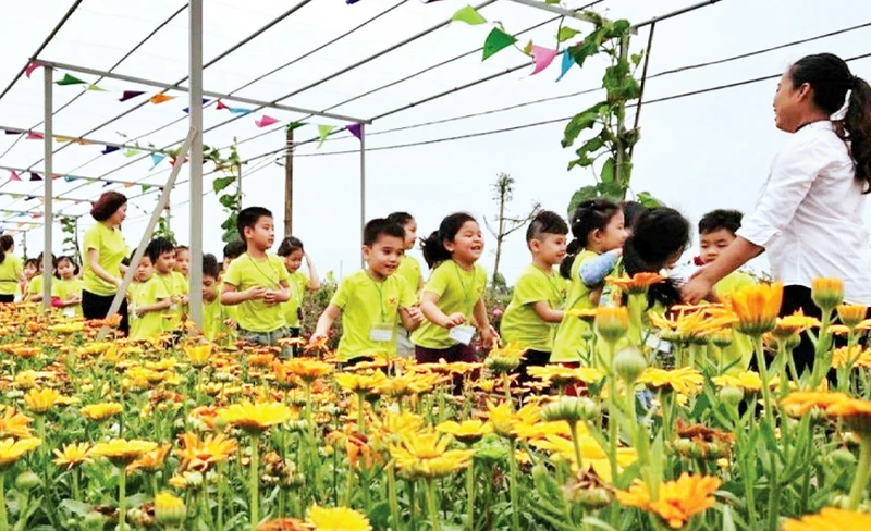 Mô hình nông nghiệp sinh thái tại huyện Thanh Trì. (Ảnh Quang Xuyên) 