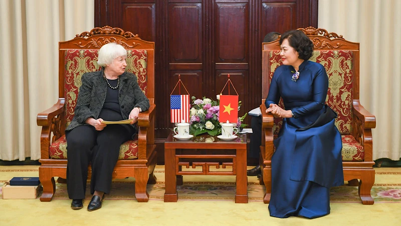 Thống đốc Ngân hàng Nhà nước Việt Nam Nguyễn Thị Hồng và Bộ trưởng Tài chính Hoa Kỳ Janet L. Yellen.