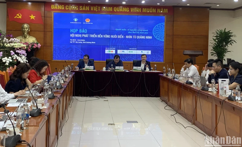 Họp báo thông tin về "Hội nghị phát triển bền vững nuôi biển-nhìn từ Quảng Ninh", ngày 25/3/2024.