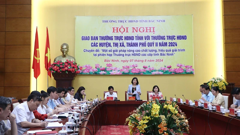 Quang cảnh phiên họp chuyên đề "Một số giải pháp nâng cao chất lượng, hiệu quả giải trình tại phiên họp Thường trực Hội đồng nhân dân các cấp tỉnh Bắc Ninh”.