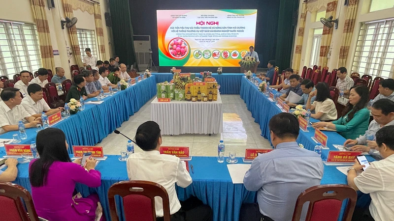 Hội nghị xúc tiến thương mại tiêu thụ vải thiều Thanh Hà và nông sản của tỉnh Hải Dương với hệ thống thương vụ Việt Nam và doanh nghiệp nước ngoài.