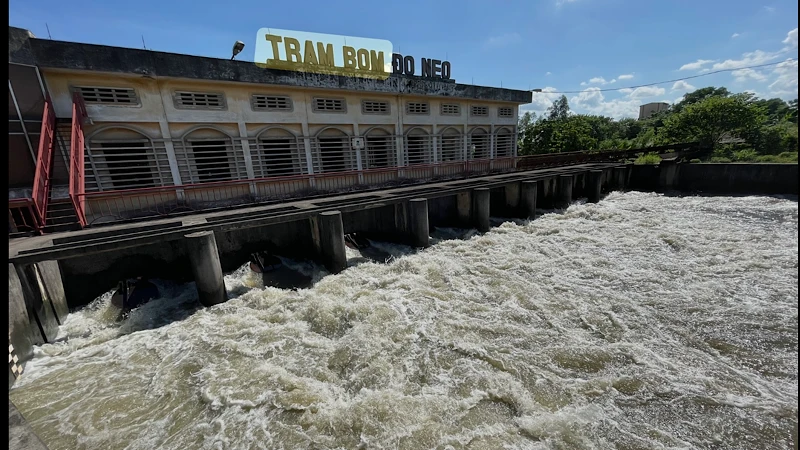 Trạm bơm Đò Neo ở Hải Dương bơm tiêu úng cho diện tích bị ngập úng.