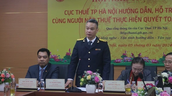 Lãnh đạo Cục Thuế Hà Nội phát biểu tại Hội nghị.