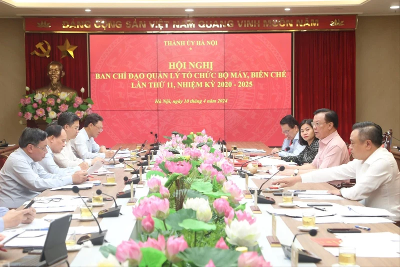Hội nghị của Ban Chỉ đạo Quản lý tổ chức bộ máy, biên chế thành phố Hà Nội ngày 10/4.