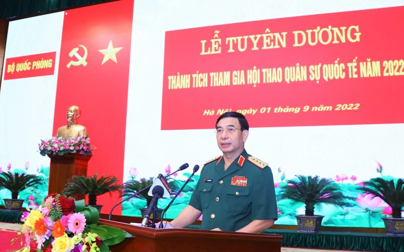 Đại tướng Phan Văn Giang, Bộ trưởng Quốc phòng phát biểu tại buổi lễ.