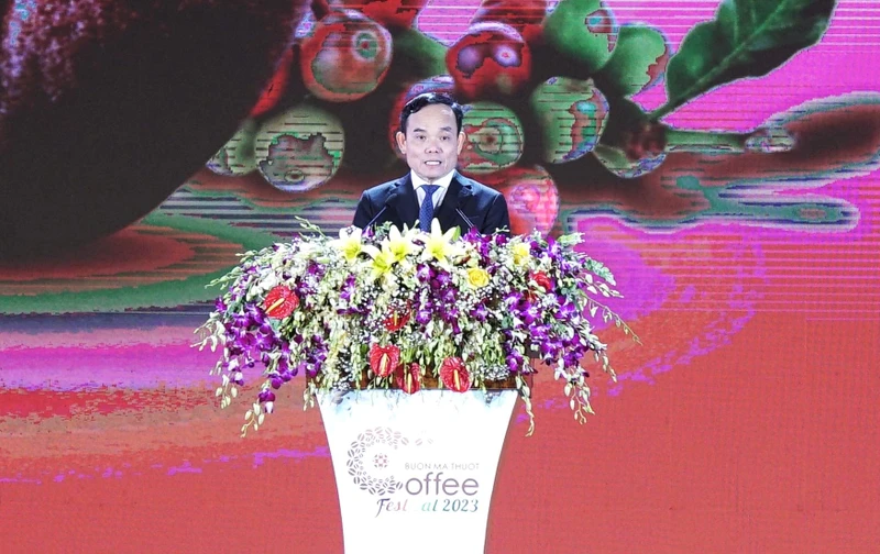 Phó Thủ tướng Chính phủ Trần Lưu Quang phát biểu tại lễ khai mạc Lễ hội Cà-phê Buôn Ma Thuột lần thứ 8 năm 2023.
