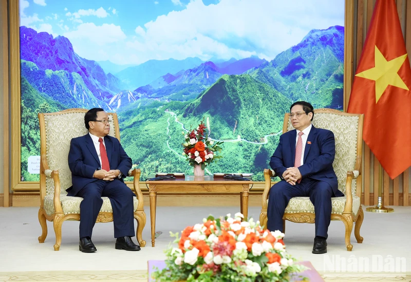 Thủ tướng Phạm Minh Chính tiếp Tổng Thanh tra Nhà nước Lào Khamphan Phommathat.