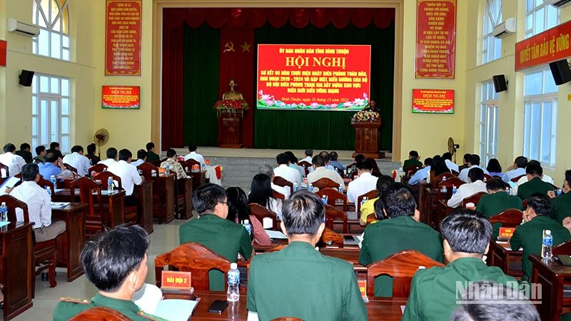 Toàn cảnh Hội nghị sơ kết 5 năm Ngày Biên phòng toàn dân, giai đoạn 2019-2024 tỉnh Bình Thuận.