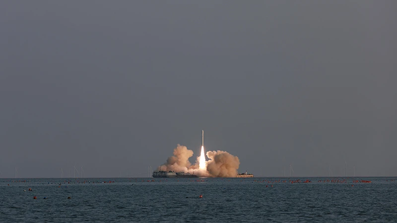 Hình ảnh phóng tên lửa đẩy Cốc Thần Tinh 1. (Ảnh: Tân Hoa xã)