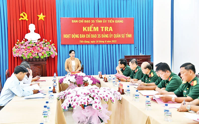 Ban Chỉ đạo 35 Tỉnh ủy Tiền Giang kiểm tra hoạt động Ban Chỉ đạo 35 Đảng ủy Quân sự tỉnh Tiền Giang.