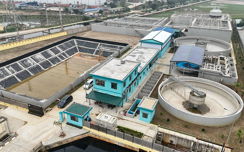 Khu xử lý nước thải ở Khu công nghiệp dệt may Phố Nối, tỉnh Hưng Yên.