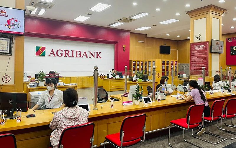 Khách hàng giao dịch tại chi nhánh Agribank.