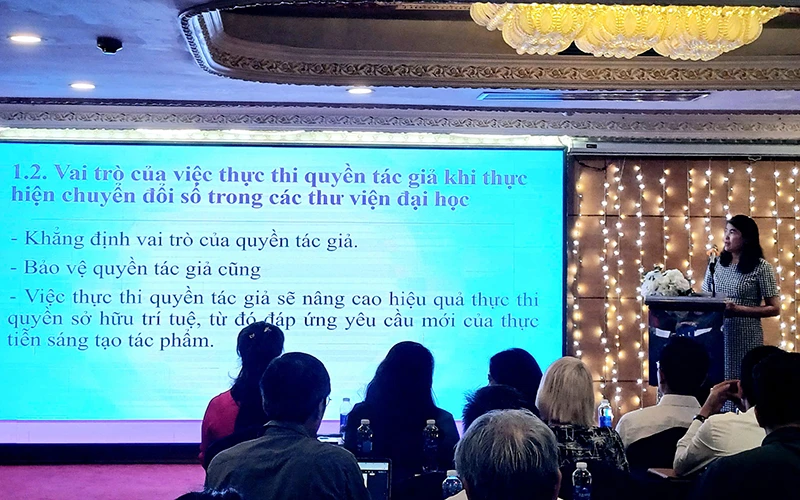 Nhiều giải pháp được đề cập tại hội thảo về bản quyền trong giảng dạy, nghiên cứu khoa học của Cục Bản quyền tác giả. (Ảnh LM)