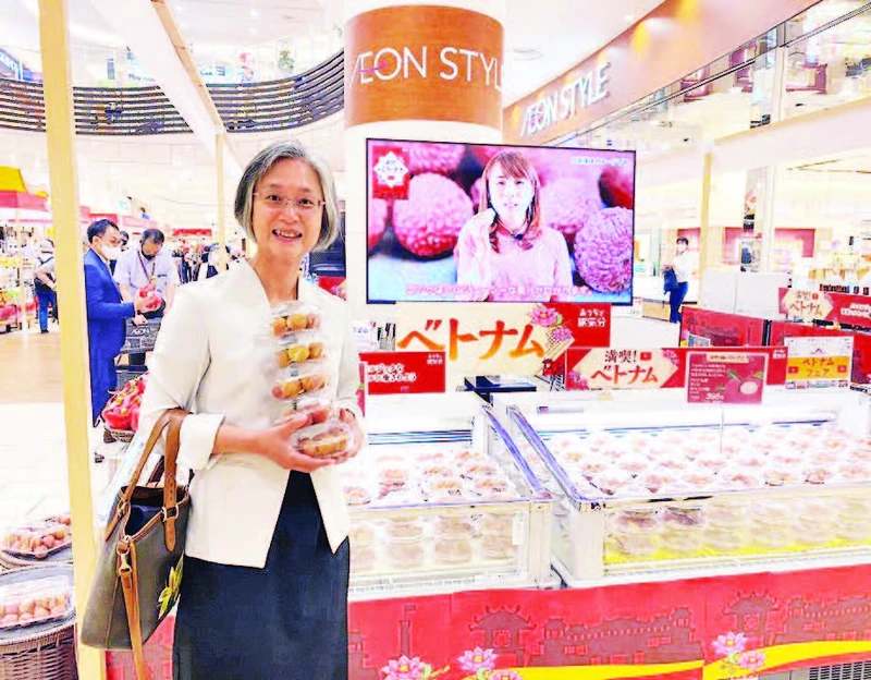 Người tiêu dùng Nhật Bản chọn mua sản phẩm vải thiều của Việt Nam được bán trong hệ thống siêu thị Aeon.