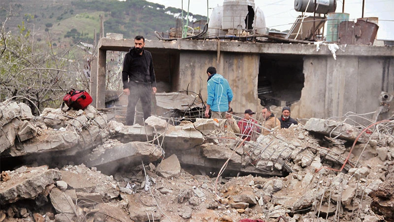 Khu nhà ở Liban bị phá hủy trong đợt không kích của Israel. (Ảnh: TÂN HOA XÃ)