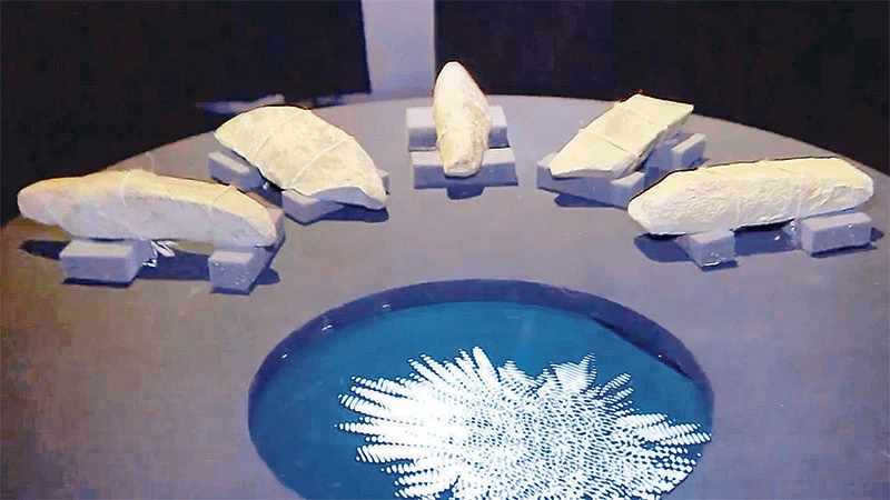 Bộ đàn đá Đắk Kar được nhóm nghệ sĩ người Pháp kết hợp với công nghệ tiên tiến được trưng bày tại Nhà Triển lãm âm thanh tỉnh Đắk Nông.