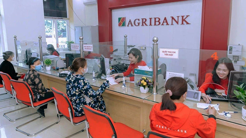 Người dân giao dịch tại chi nhánh Ngân hàng Agribank.