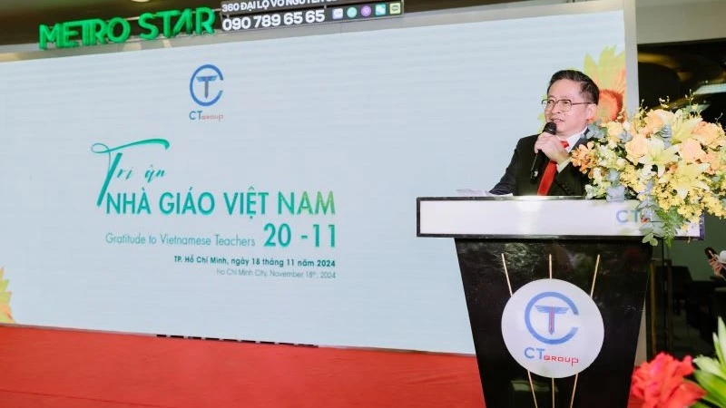 Chủ tịch Tập đoàn CT Group Trần Kim Chung chia sẻ tại sự kiện.