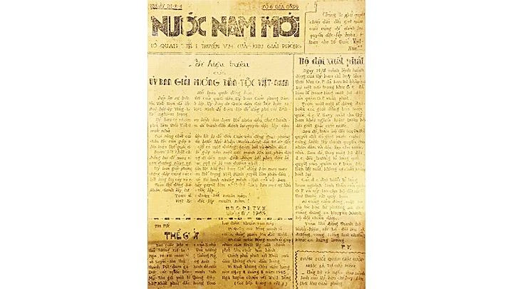 Báo Nước Nam mới - Cơ quan tuyên truyền của Khu giải phóng, ra ngày 21/8/1945.