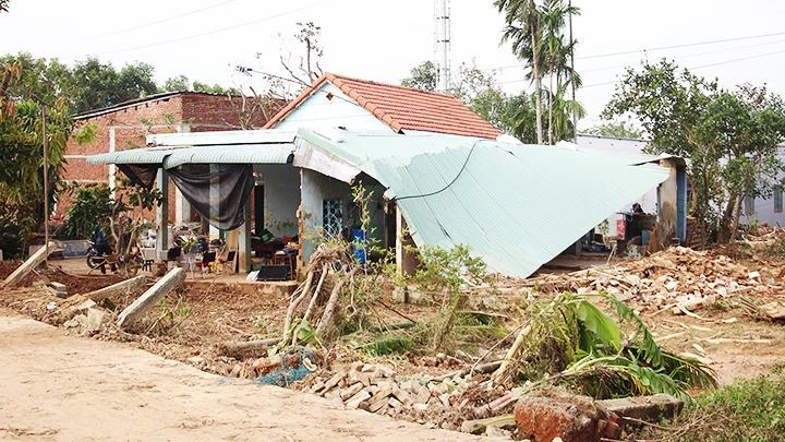 Nhà bà Đỗ Thị Thanh Hoa sau trận mưa lũ.