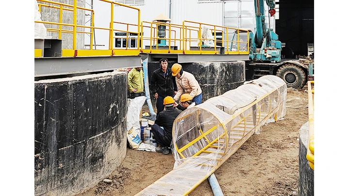 Lắp đặt dây chuyền sản xuất thạch cao tại Công ty CP Trường An, Hải Phòng.