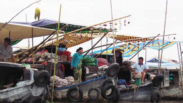 Những gian hàng chợ nổi.