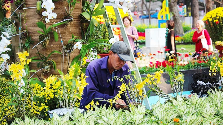 Trang trí, chuẩn bị cho Hội hoa xuân năm 2025.