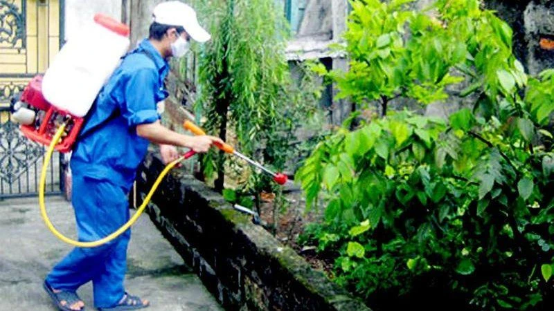 Ngành y tế phun thuốc phòng, chống dịch sốt xuất huyết và diệt muỗi tại thành phố Huế.